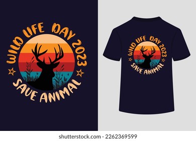 Wild Life Day 2023 Save Animals Typography T-Shirt Design.