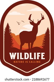 Wild life deer vintage logo patch design illustration
