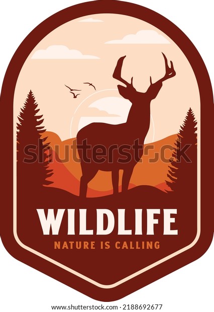 Wild\
life deer vintage logo patch design\
illustration