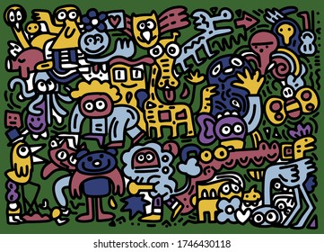 Wild  Life Doodle Icons Hand Made , Vector Illustration
