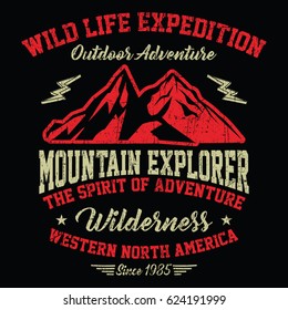 Wild life expedition, outdoor adventure, wilderness typography, t-shirt graphics, vectors