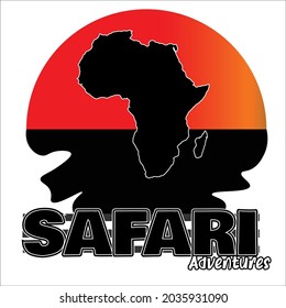 Wild Life logo with Africa Map for the icon, perfect for t shirt design and wildlife organization logo Safari Adventures