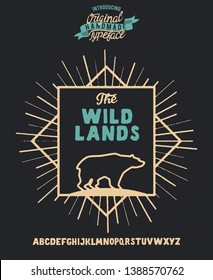 Wild Life logo and serif font. Original handmade typeface. Stylish font and logo to create prints and posters.