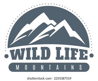 Wild life mountain emblem. Alpine club logo