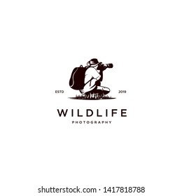 Wild Life Photographer Silhouette Logo