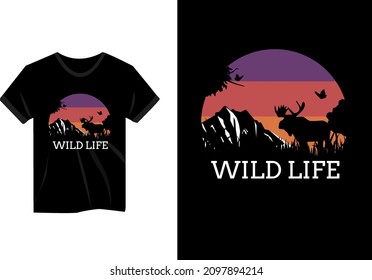 Wild life silhouette retro vintage t shirt design