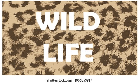 wild life slogan print with leopard, leo tee print with slogan. luxury life animal skin vector