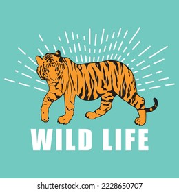 Wild Life Tiger Shining Vector Art Print 