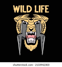 wild life typography with tiger for t shirt design