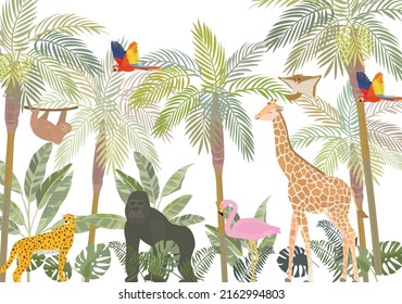 Wild Life vector illustration. Exotic animals.