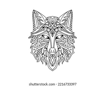 Wild life wolf mandala ilustration vector svg