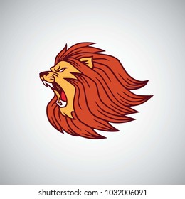 Wild Lion Angry Roaring Head Icon Vector Design, Illustration Template Cartoon
