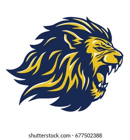 Wild Lion Head Logo Design Sports Mascot