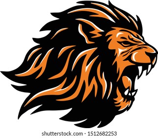 Wild lion head mascot vector illustration design