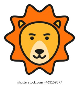 Wild lion icon or logo. Vector Illustration. 