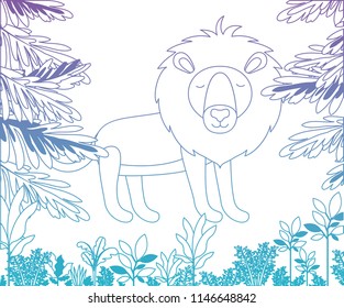 wild lion in the jungle scene