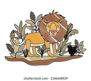 wild lion in the jungle scene