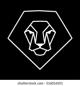 wild lion in a linear style for use on logos, badges and can be use for greeting cards, covers, stamps, web design and other purposes