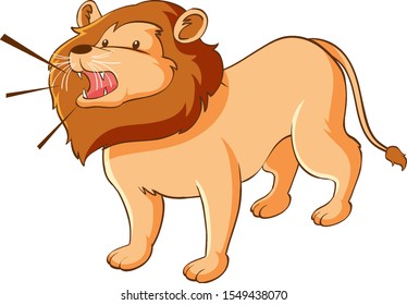 Wild lion on white background illustration