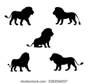 A Wild Lion Silhouettes Set