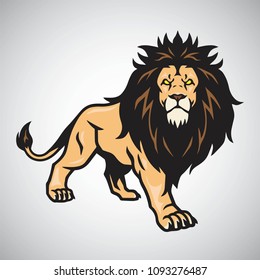 Wild Lion Stance Standing. Esport Sports Mascot Vector Illustration Icon