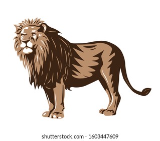 wild lion standing isolated vector illustration