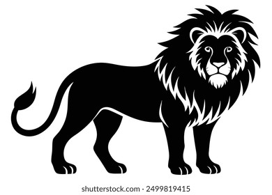A wild lion vector art in white background illustration.