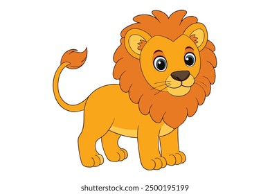 A wild lion vector art in white background illustration.