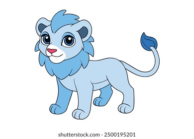 A wild lion vector art in white background illustration.