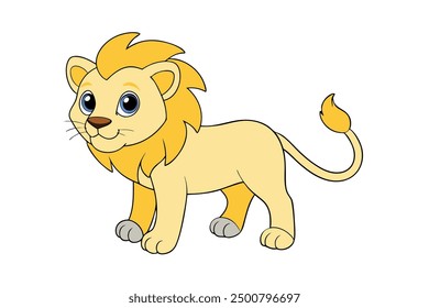 A wild lion vector art in white background illustration.