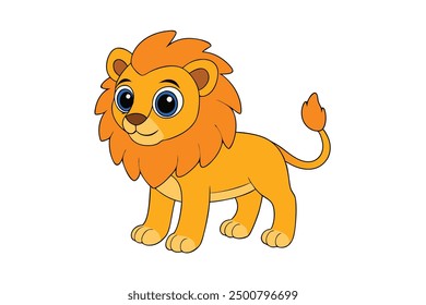 A wild lion vector art in white background illustration.