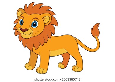 A wild lion vector art in white background illustration.