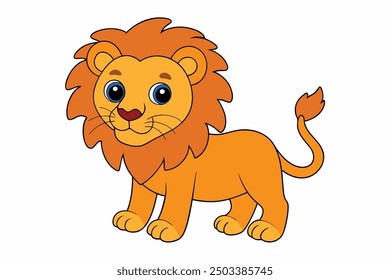 A wild lion vector art in white background illustration.