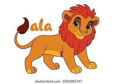A wild lion vector art in white background illustration.