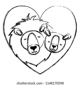 wild lions couple in heart