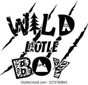 Wild Little Boy illustration, Camping illustration, Adventure vector, Baby Boy, Baby Onesie, Newborn Boy