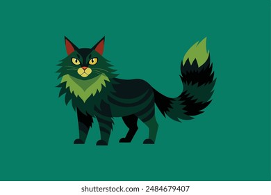 "Wild looking Norwegian forest Cat" is a digital product featuring a graphic design file capturing the majestic essence of a Norwegian forest cat.