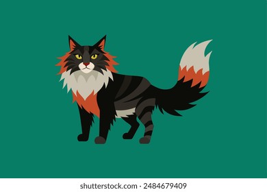 "Wild looking Norwegian forest Cat" is a digital product featuring a graphic design file capturing the majestic essence of a Norwegian forest cat.