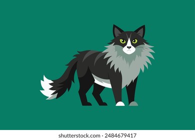 "Wild looking Norwegian forest Cat" is a digital product featuring a graphic design file capturing the majestic essence of a Norwegian forest cat.