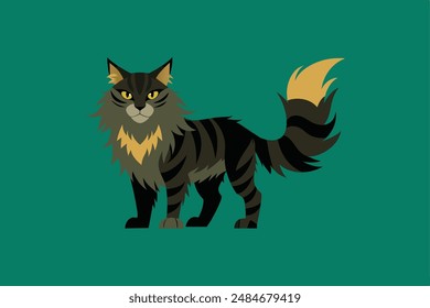 "Wild looking Norwegian forest Cat" is a digital product featuring a graphic design file capturing the majestic essence of a Norwegian forest cat.