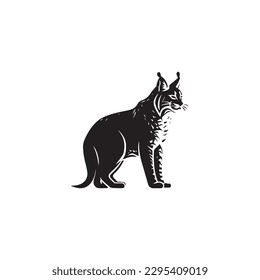 wild lynx - bobcat face head black and white vector design