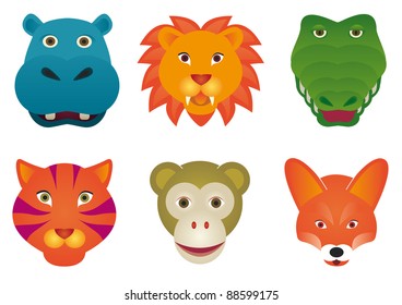 Wild mammal animals isolated over white background