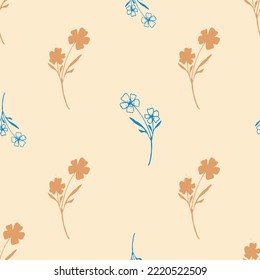 Wilde Wiesenblume, nahtloser Vektormuster-Hintergrund. Vertikale Blumen stehen auf weißem Hintergrund. Linienbild Silhouette botanisches Design. Monochrom-Blumenkerns für die Dekoration