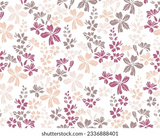 Wild meadow forget-me-not flowers endless pattern vector illustration. Ditsy pretty motif. Shabby chic textile print with flower racemes. Buttercups bloom spring print.