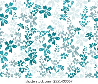 Wild meadow forget-me-not flowers endless ornament vector design. Millefleurs gentle motif. Floral wallpaper print with flower inflorescences. Buttercups bloom spring print.