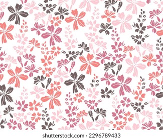 Wild meadow forget-me-not flowers seamless ornament vector illustration. Ditsy retro motif. Country-style wallpaper print with flower inflorescences. Forget-me-nots bloom spring print.