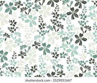 El prado salvaje olvídate de mí-no flores diseño de Vector de adorno sin costuras. Millefleurs hermoso motivo. Estampado textil shabby chic con racimos de flores. Olvídenme-no-florecer impresión de primavera.