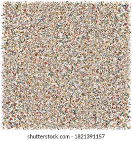 Wild mixture of loosely distributed rectangular and stripe like shapes, creating colorful, modern pattern