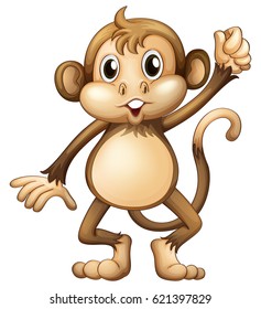 Wild monkey with hand up illustration