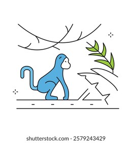 Wild Monkey Jungle Nature Vector Icon Design